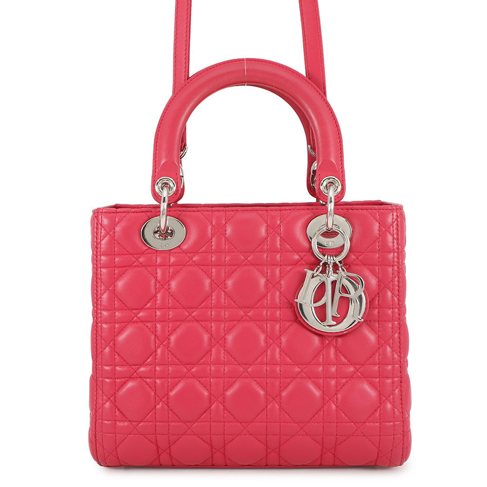Dior Lady Dior Cannage 2Way Handbag Pink Leather Size Medium Rovelle Bags