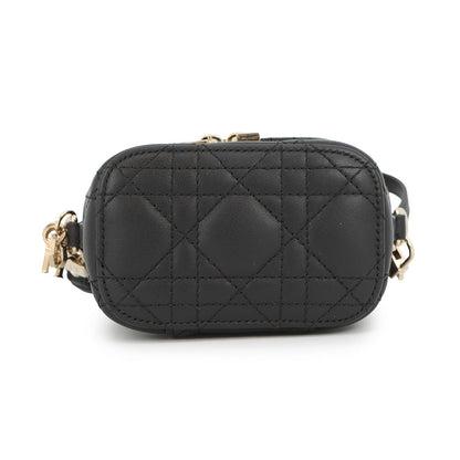 Dior Cannage 2-Way Vanity Shoulder Pouch Black Leather Rovelle Bags