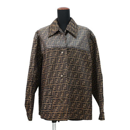 FENDI Logo Print Jacket Size Chronomat 44 Brown Polyester70% Cotton30% Rovelle Bags