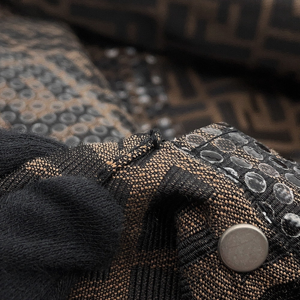 FENDI Logo Print Jacket Size Chronomat 44 Brown Polyester70% Cotton30% Rovelle Bags