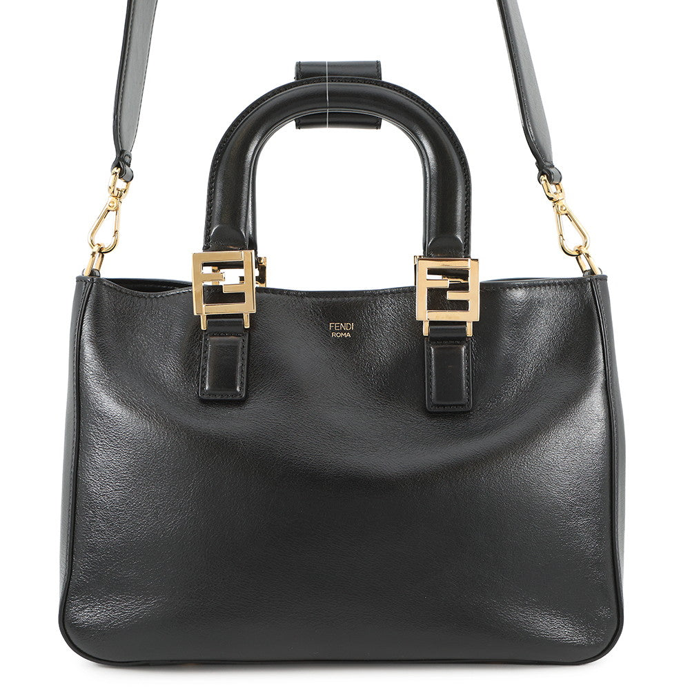 FENDI FF Tote 2WAY Bag Black8BH367 Leather Size Small Rovelle Bags