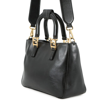 FENDI FF Tote 2WAY Bag Black8BH367 Leather Size Small Rovelle Bags