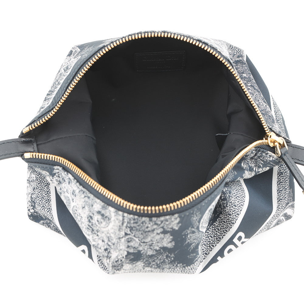 Dior Nomade Pouch Toile De Jouy Reverse Navys5554Oteu Fabric Calf Leather Rovelle Bags
