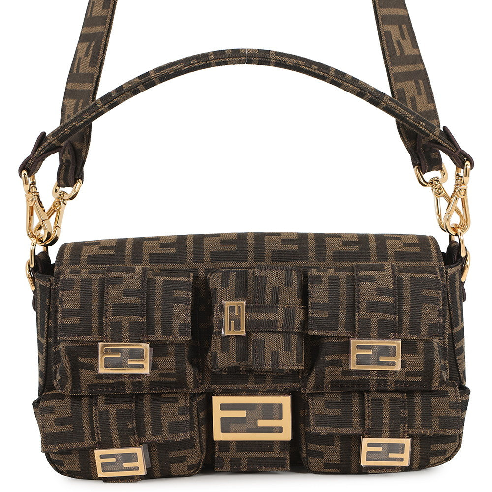 FENDI Zucca Multi-Pocket Baguette Brown/Black8BR808 Jacquard Rovelle Bags