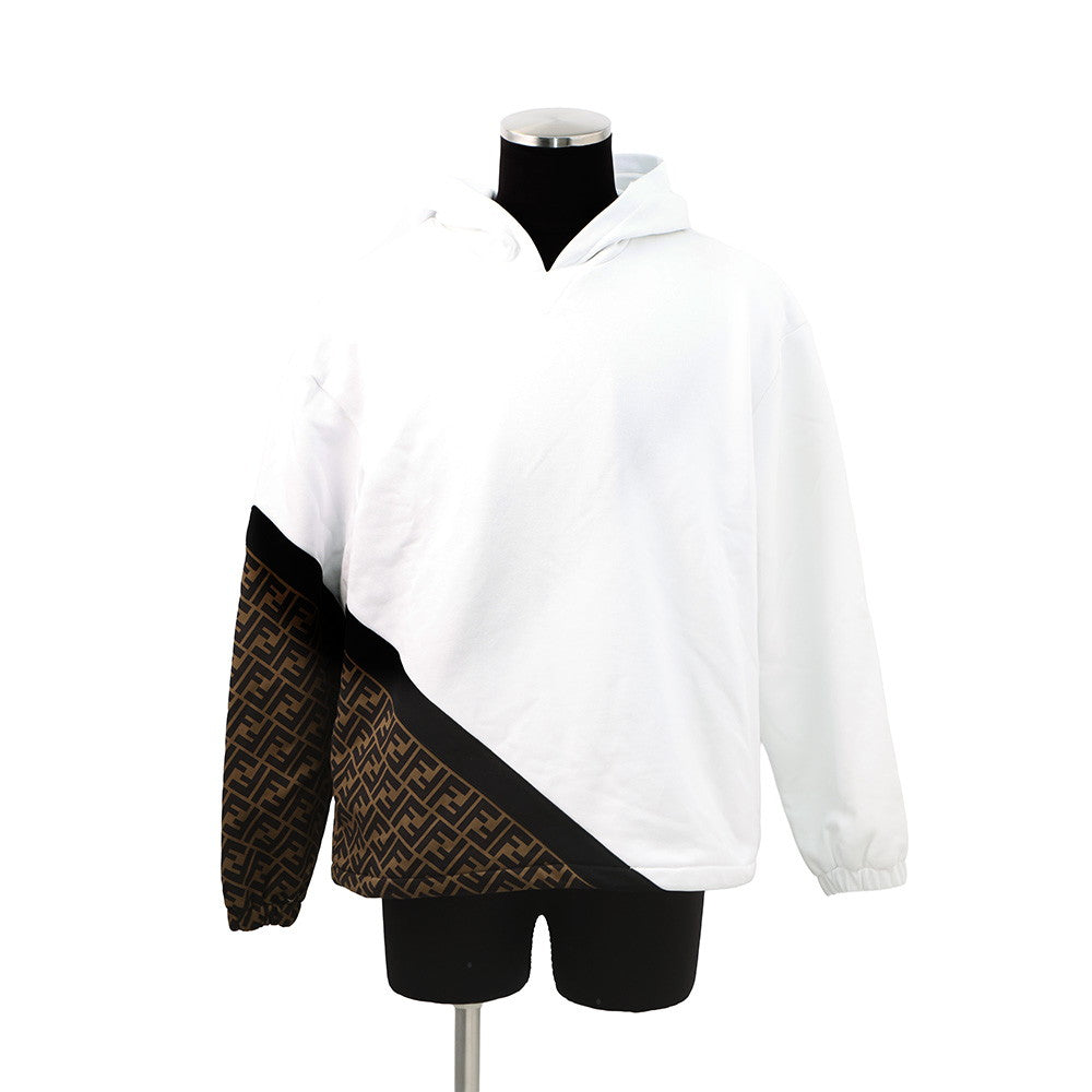 FENDI FF switching hoodie Size S White/BrownFAF681 Cotton 86% Polyester 14% Rovelle Bags