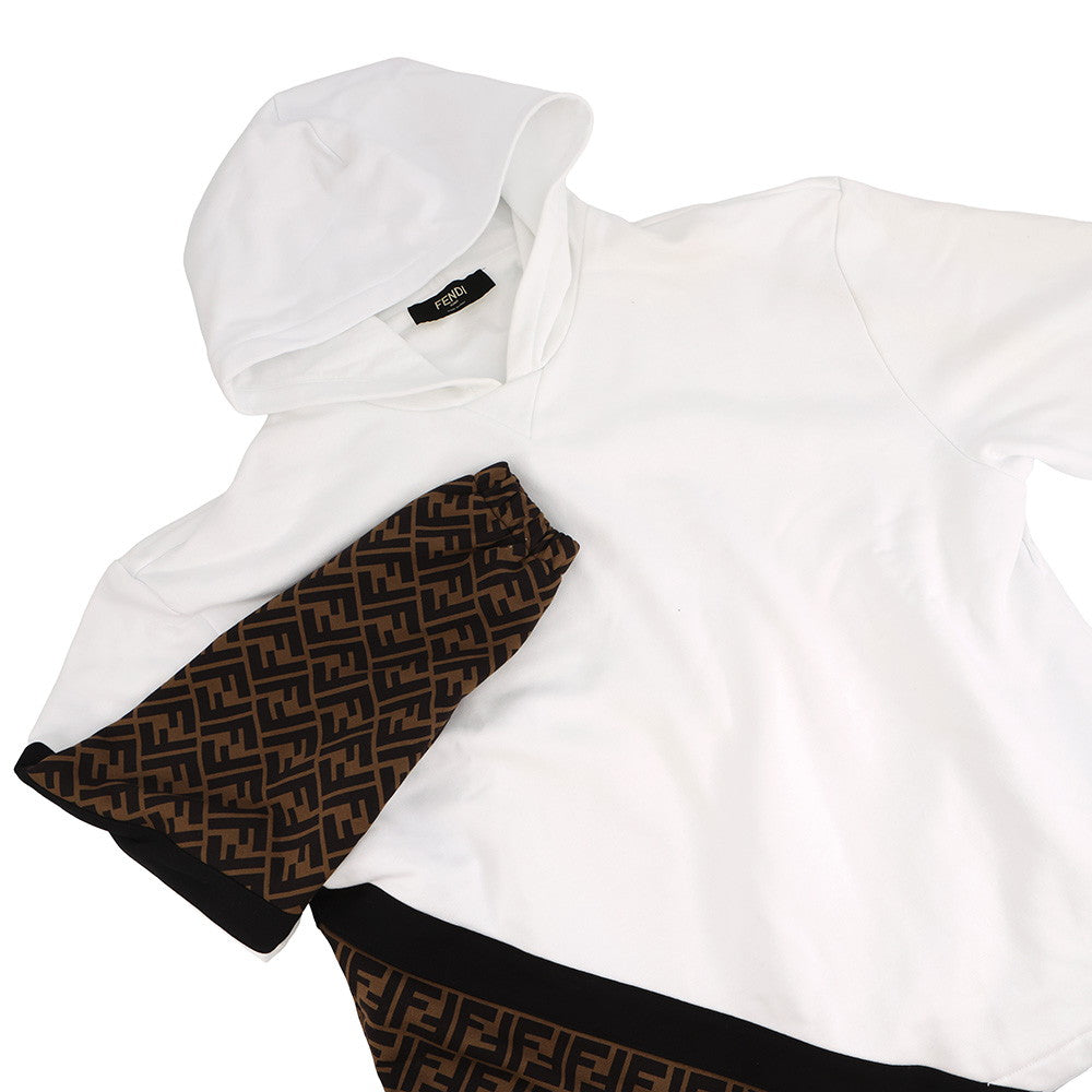 FENDI FF switching hoodie Size S White/BrownFAF681 Cotton 86% Polyester 14% Rovelle Bags