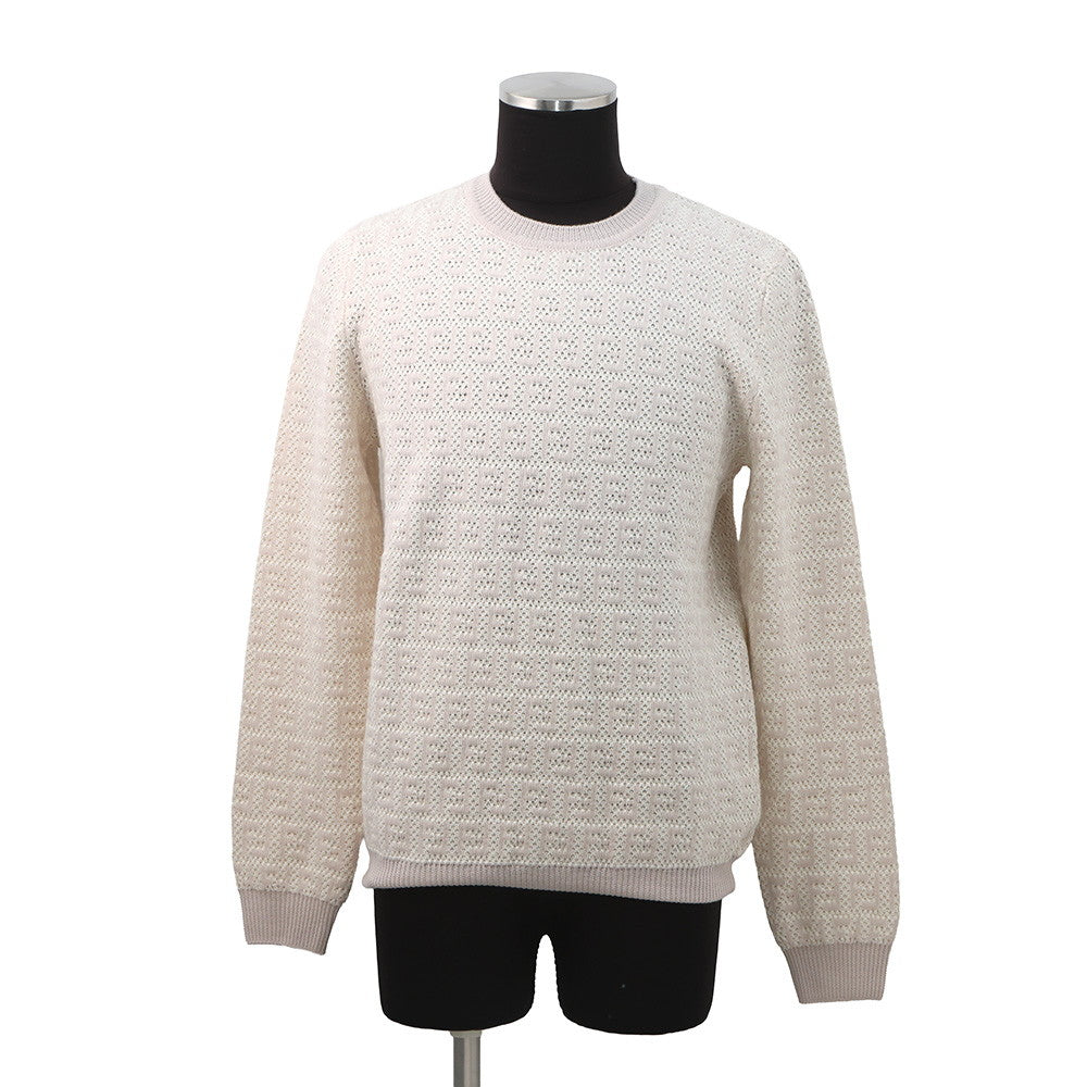 FENDI FF design pullover knit Size 48 Ivory/PinkFZX034 Wool 54%Cotton39% Cashmere7% Rovelle Bags