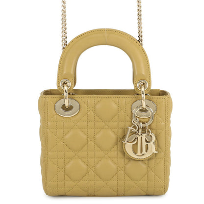 Dior Lady Dior 2Way Handbag Olivem0505Onge Lambskin Size Mini Rovelle Bags