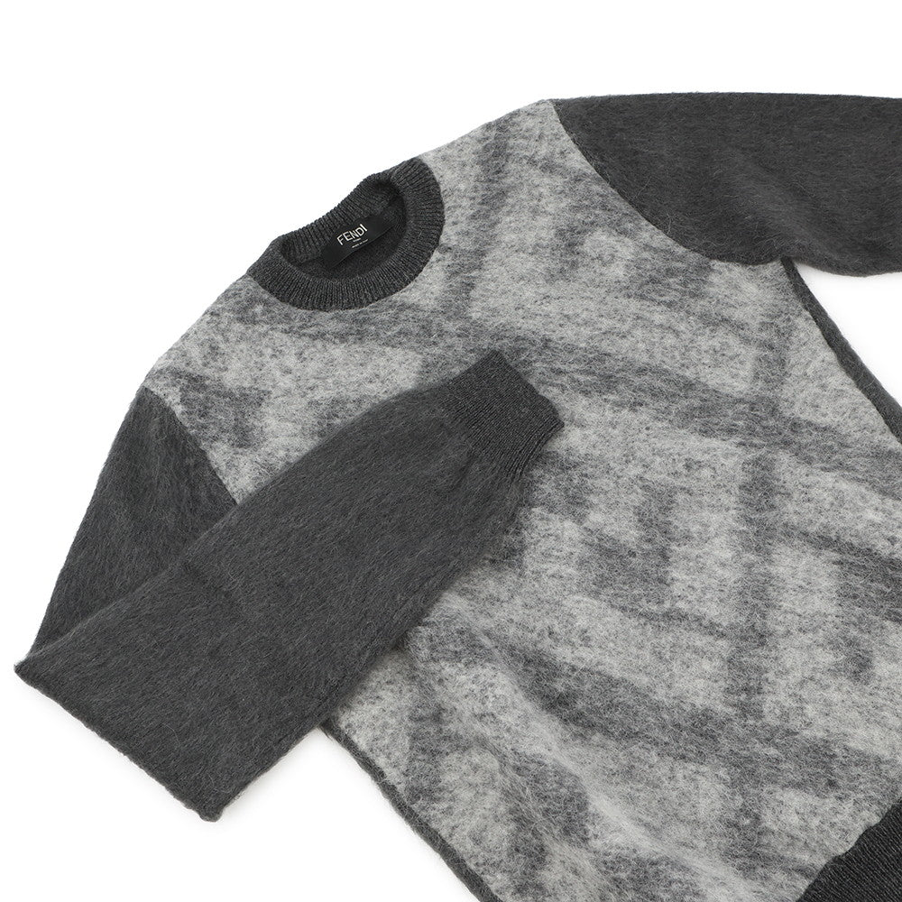 FENDI Zucca crew neck knit Size 46 GrayFZX091 Wool 70% Nylon20% Alpaca10% Rovelle Bags