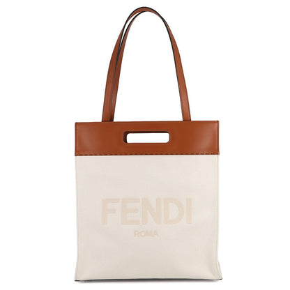 FENDI Shopping bag Brown/White7VA481 Leather Canvas Rovelle Bags