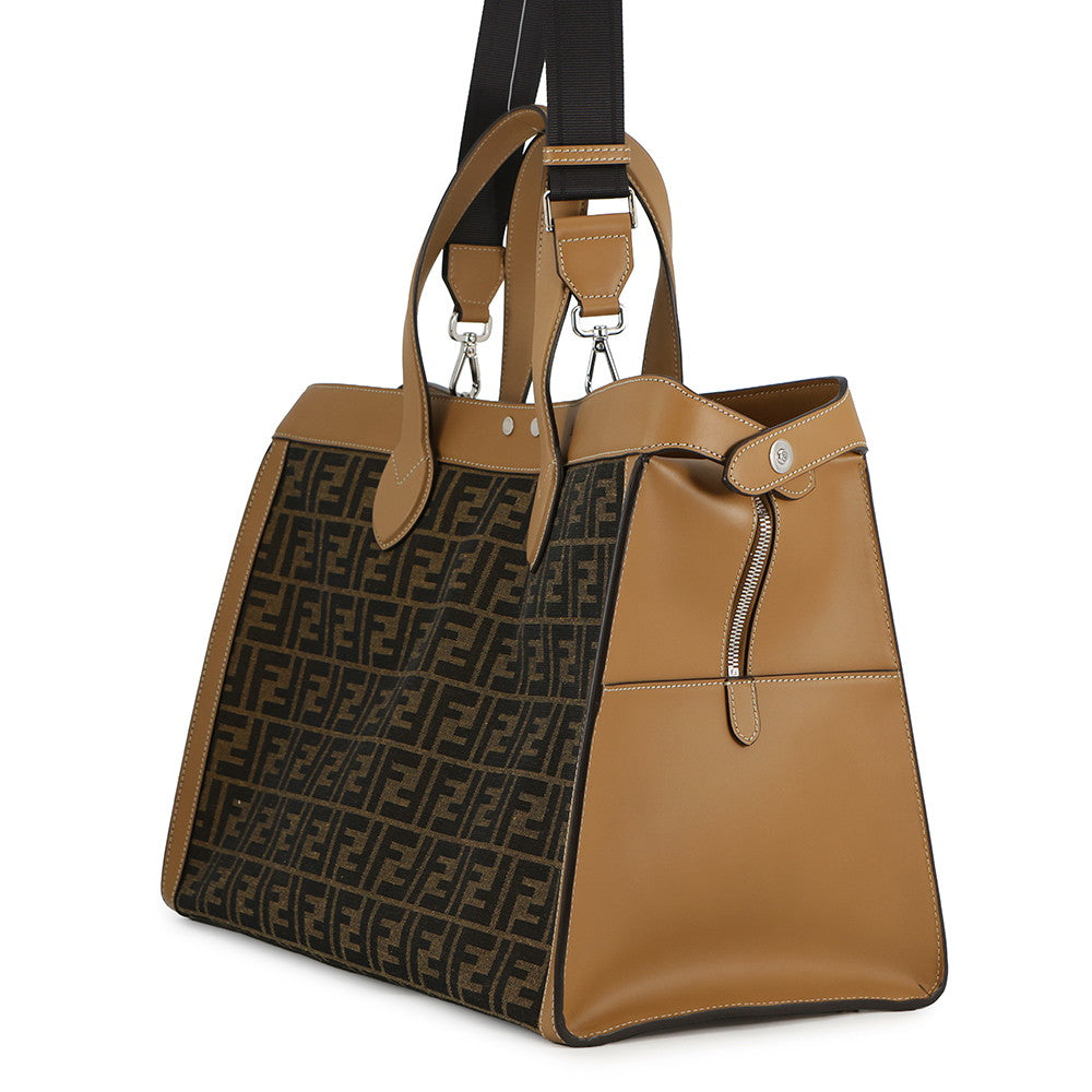 FENDI Peekaboo I See You Zucca Forty 8 Camel/Brown7VA566 Leather Canvas Rovelle Bags