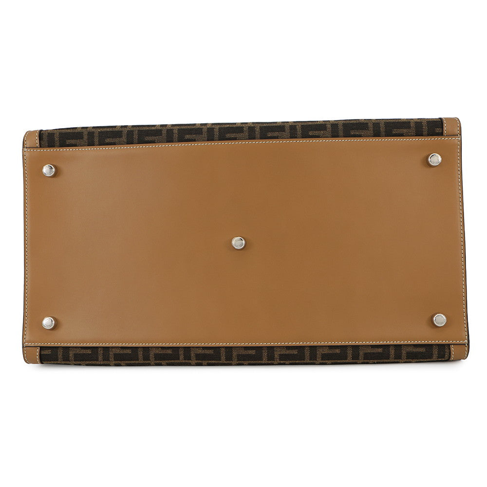 FENDI Peekaboo I See You Zucca Forty 8 Camel/Brown7VA566 Leather Canvas Rovelle Bags