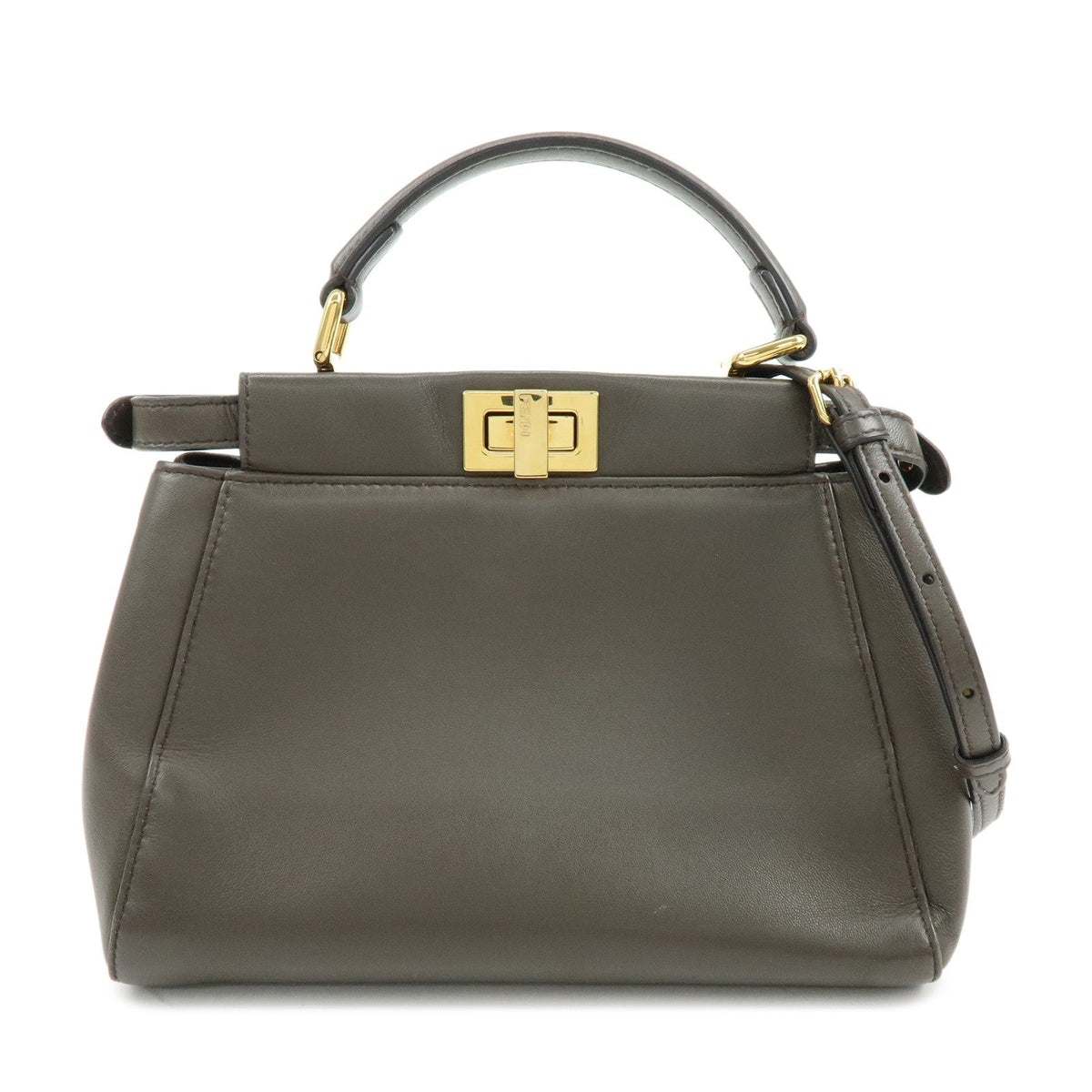 FENDI Mini Peekaboo Leather 2Way Bag Shoulder Bag Greige 8BN244 Rovelle Bags