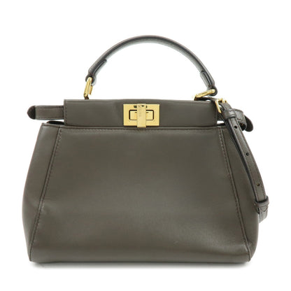 FENDI Mini Peekaboo Leather 2Way Bag Shoulder Bag Greige 8BN244 Rovelle Bags