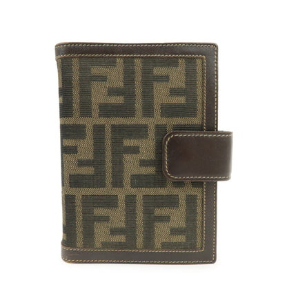 FENDI Zucca Canvas Leather Agenda Planner Cover Brown Black 30153 Rovelle Bags
