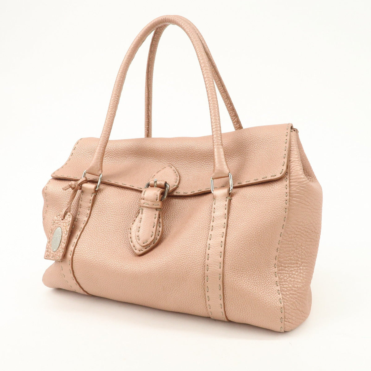 FENDI Selleria Leather Mini Linda Hand Bag Pink Silver Hardware 8BR458 Rovelle Bags