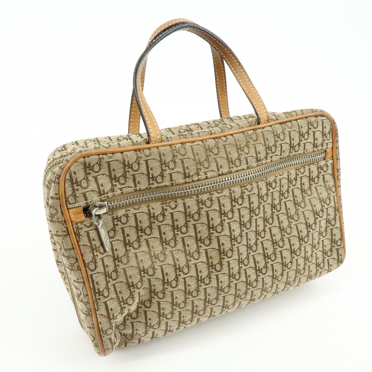 Christian Dior Trotter Canvas Leather Hand Bag Cosmetic Bag Brown Rovelle Bags