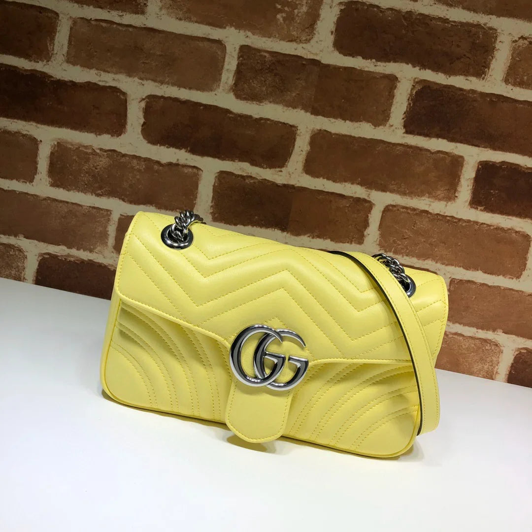 Gucci GG Marmont Matelass茅 Shoulder Bag Yellow