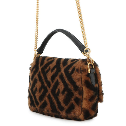 FENDI Mini Bucket Brown/Black8BS017 Mouton Leather Rovelle Bags