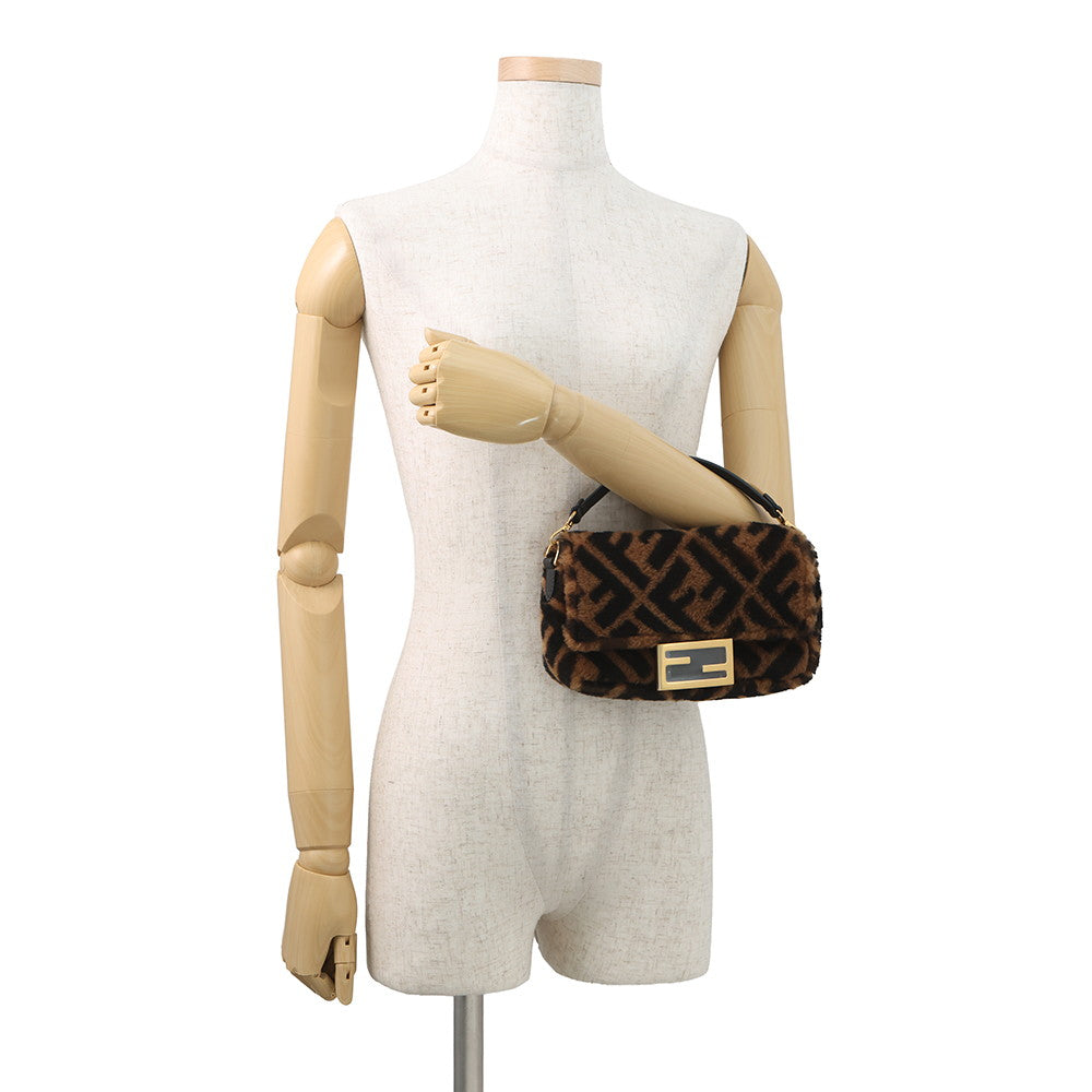 FENDI Mini Bucket Brown/Black8BS017 Mouton Leather Rovelle Bags