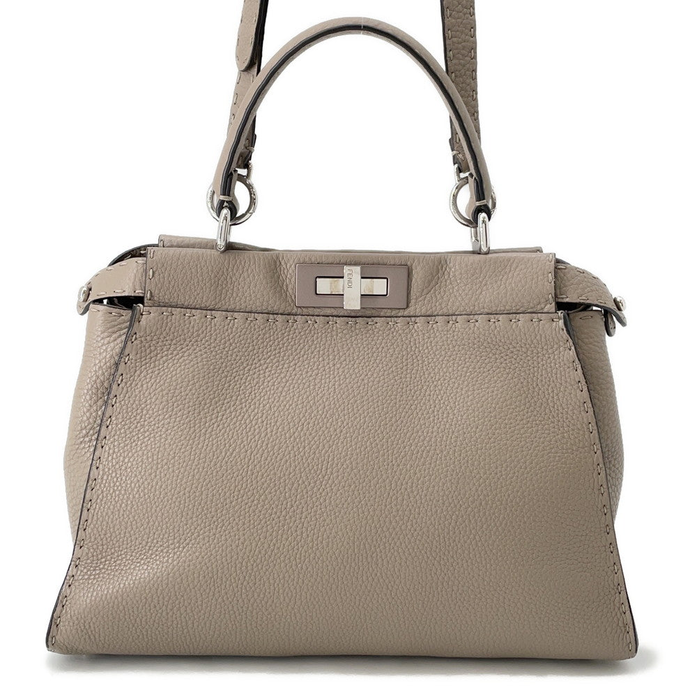 FENDI Peekaboo Selleria Greige8BN290 Leather Size regular Rovelle Bags