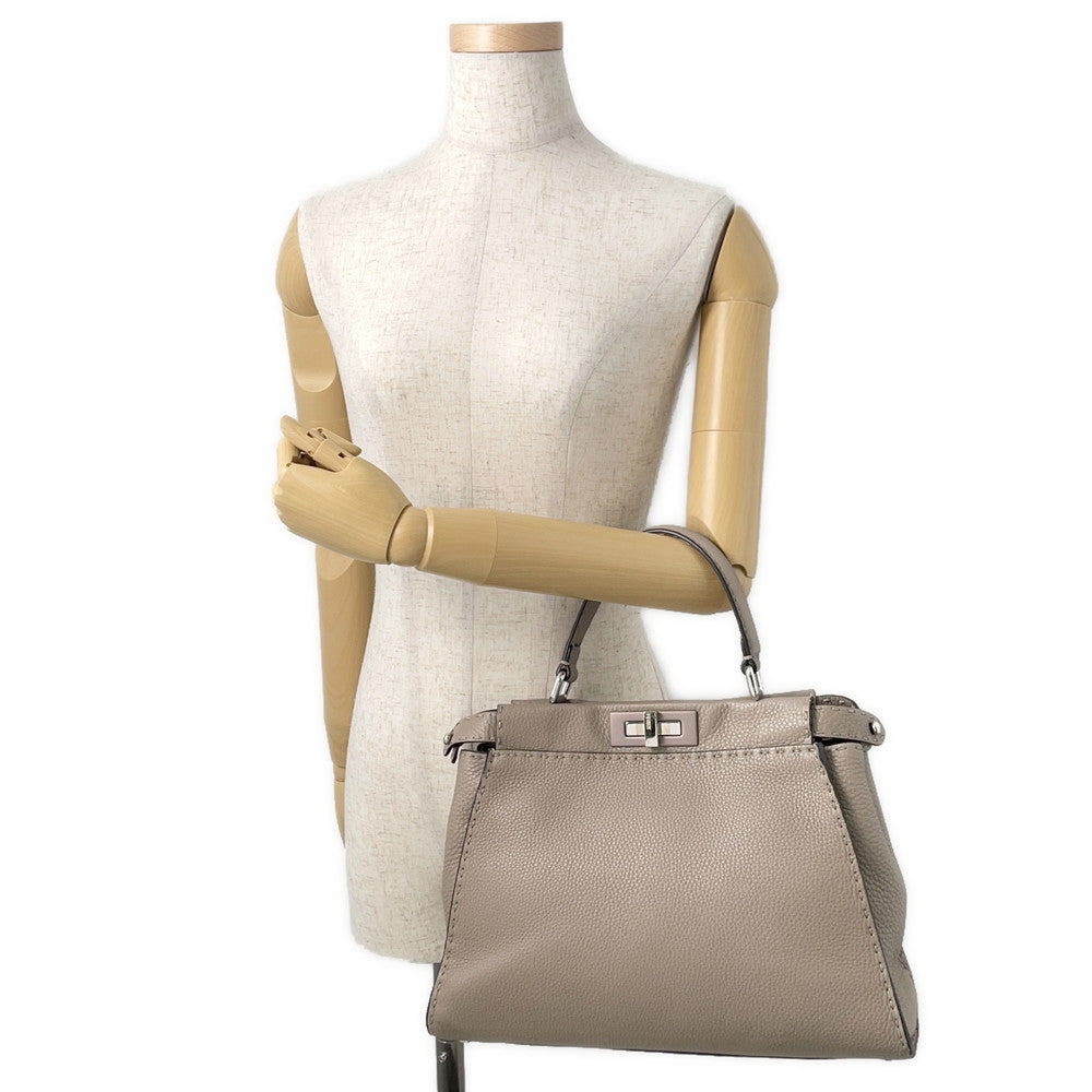 FENDI Peekaboo Selleria Greige8BN290 Leather Size regular Rovelle Bags