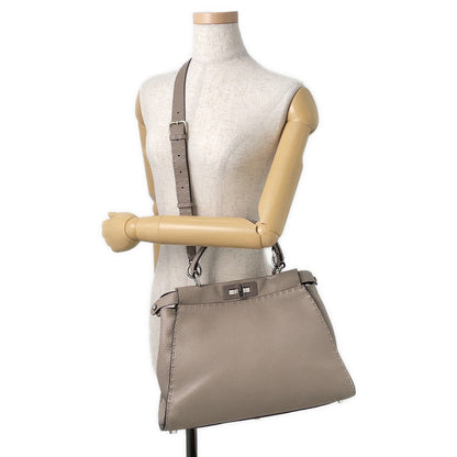 FENDI Peekaboo Selleria Greige8BN290 Leather Size regular Rovelle Bags