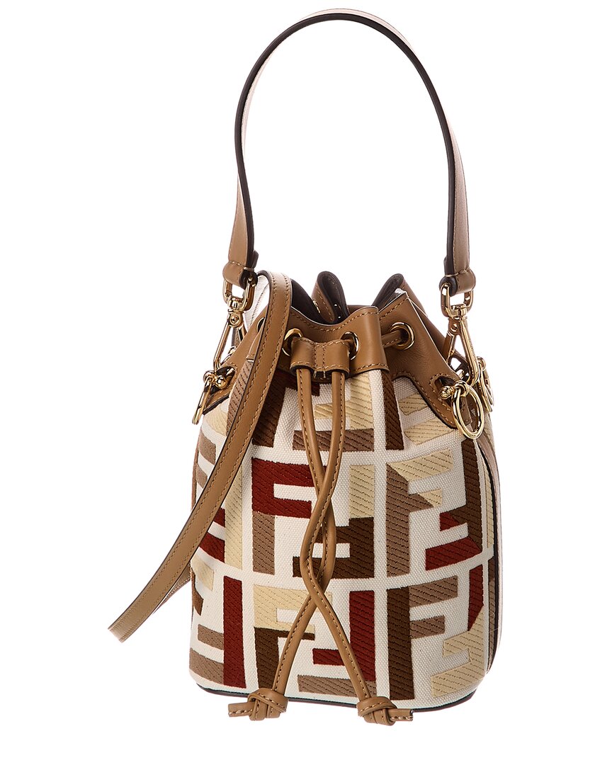 Fendi Mon Tresor Mini Ff Canvas & Leather Bucket Bag Rovelle Bags