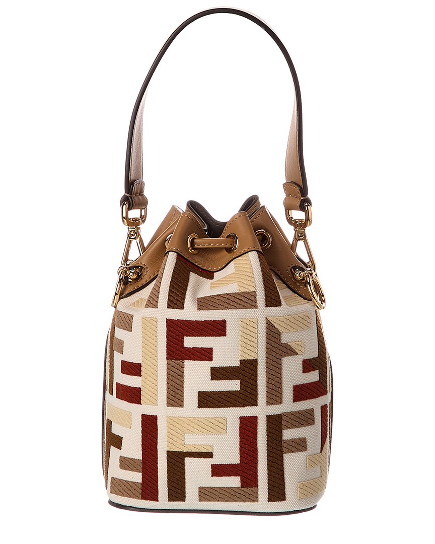Fendi Mon Tresor Mini Ff Canvas & Leather Bucket Bag Rovelle Bags