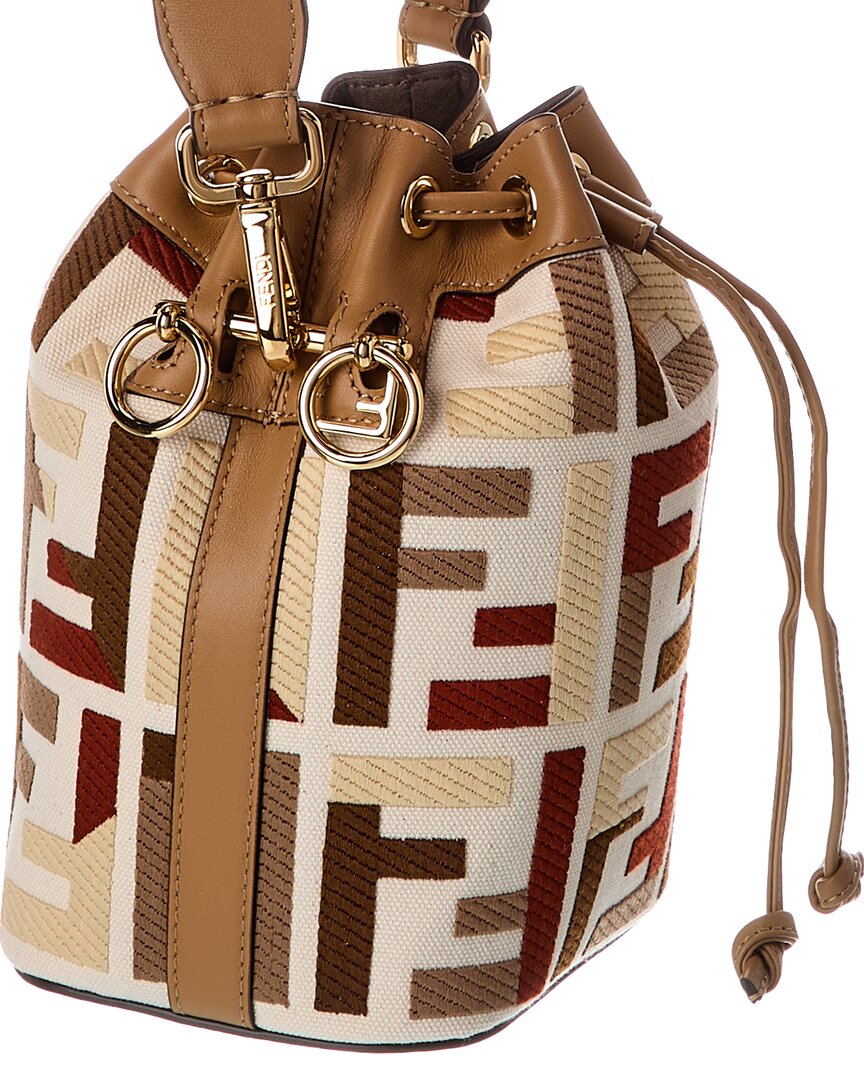 Fendi Mon Tresor Mini Ff Canvas & Leather Bucket Bag Rovelle Bags