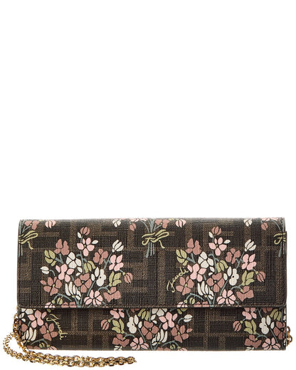 Fendi Roma Ff Jacquard & Leather Wallet On Chain Rovelle Bags
