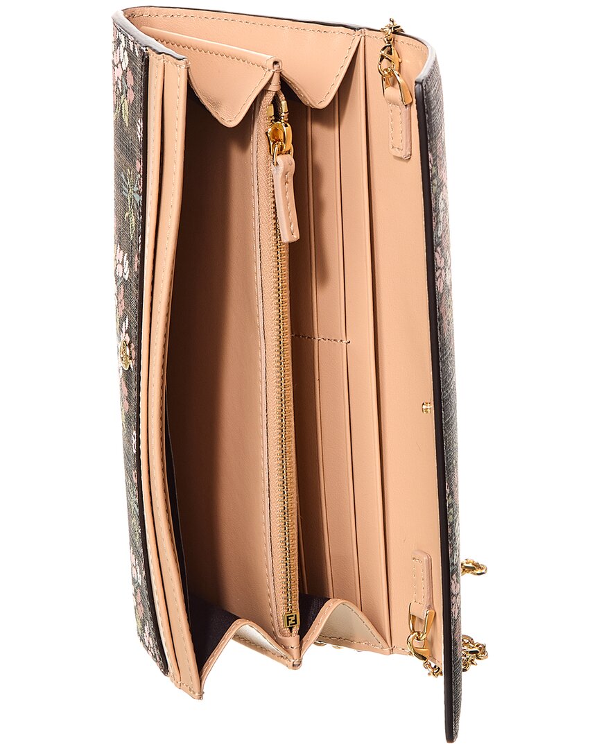 Fendi Roma Ff Jacquard & Leather Wallet On Chain Rovelle Bags