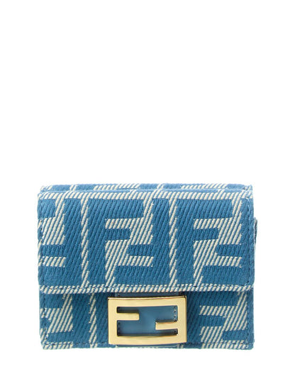 Fendi Baguette Ff Micro Trifold Jacquard & Leather Wallet Rovelle Bags