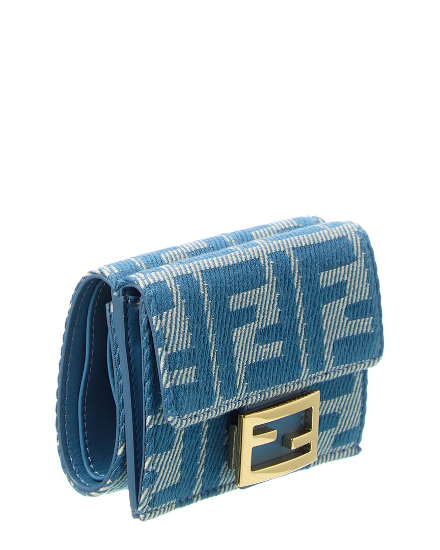 Fendi Baguette Ff Micro Trifold Jacquard & Leather Wallet Rovelle Bags