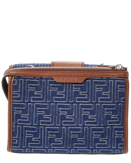 Fendi Baguette Double Ff Denim & Leather Crossbody Rovelle Bags