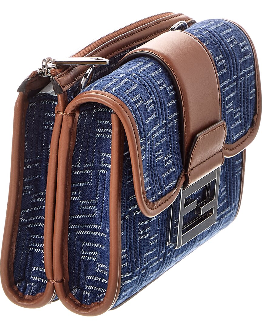Fendi Baguette Double Ff Denim & Leather Crossbody Rovelle Bags