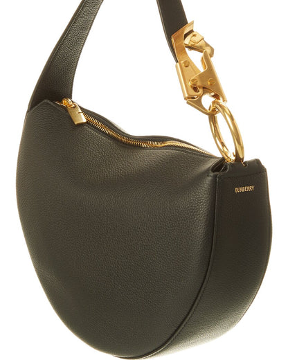 Burberry Knight Arc Leather Black Hobo Bag