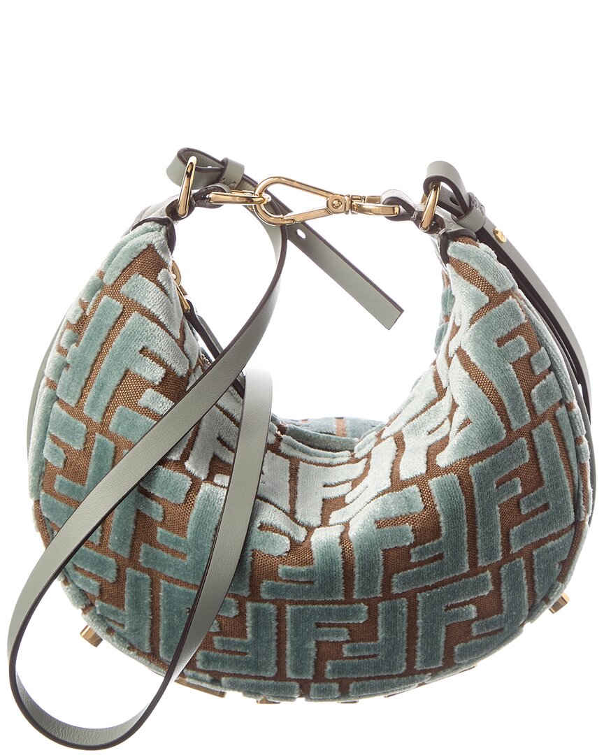 Fendi Fendigraphy Mini Ff Jacquard Velvet & Leather Hobo Bag Rovelle Bags
