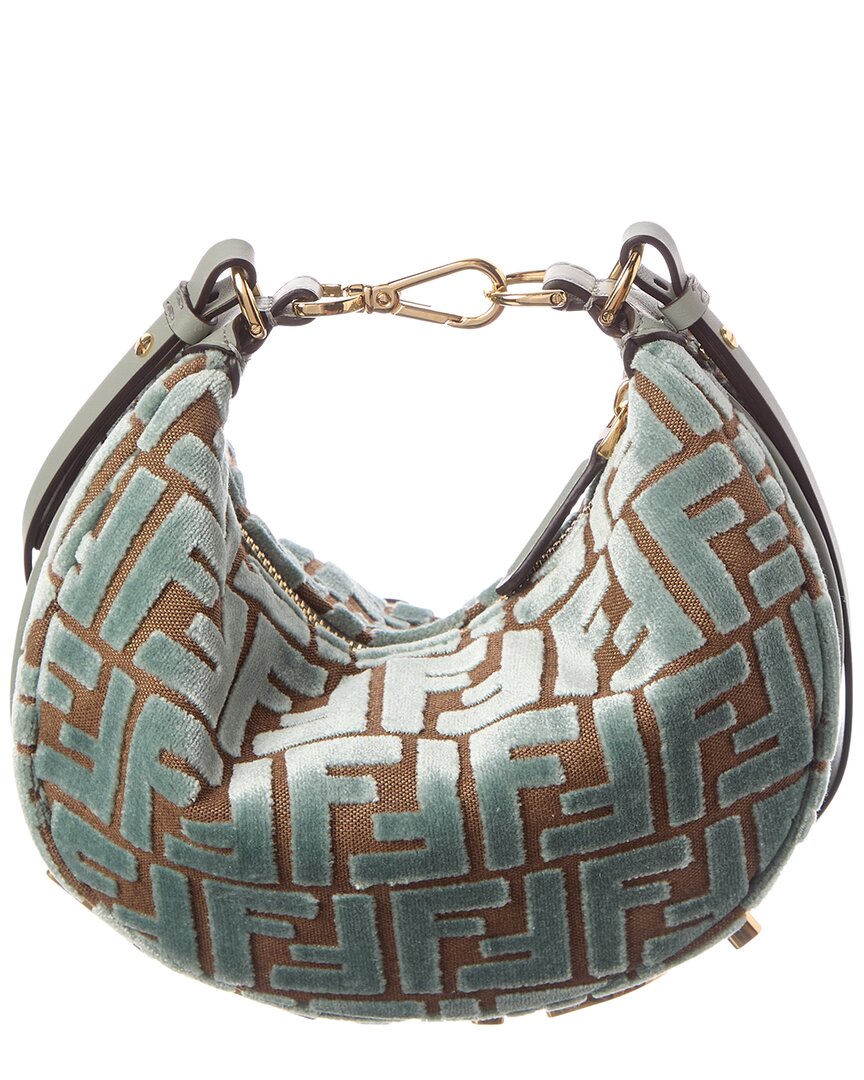 Fendi Fendigraphy Mini Ff Jacquard Velvet & Leather Hobo Bag Rovelle Bags