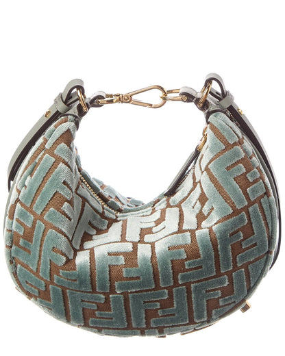 Fendi Fendigraphy Mini Ff Jacquard Velvet & Leather Hobo Bag Rovelle Bags