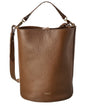 Burberry Logo Medium Leather Beige Bucket Bag