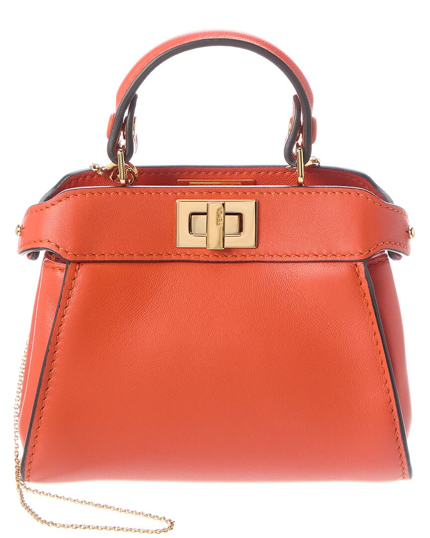 Fendi Nano Peekaboo Leather Clutch Rovelle Bags