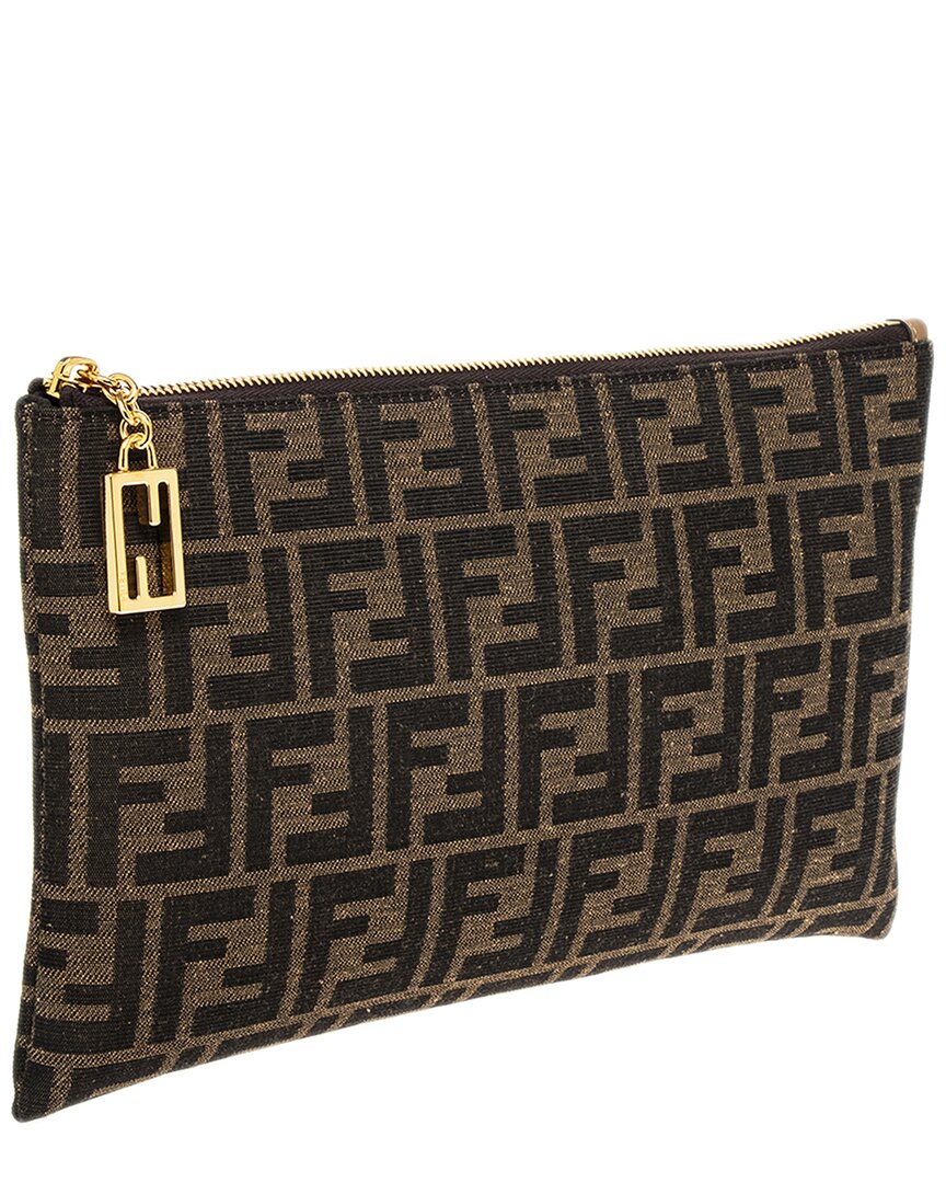 Fendi Flat Baguette Medium Leather-Trim Pouch Rovelle Bags
