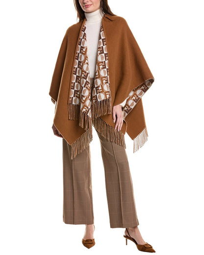 Fendi Ff Reversible Wool & Cashmere-Blend Poncho Rovelle Bags
