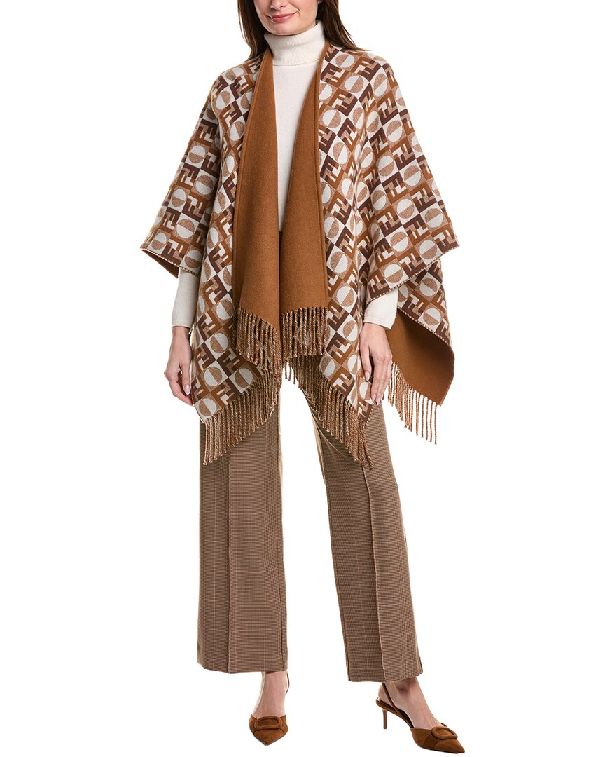Fendi Ff Reversible Wool & Cashmere-Blend Poncho Rovelle Bags