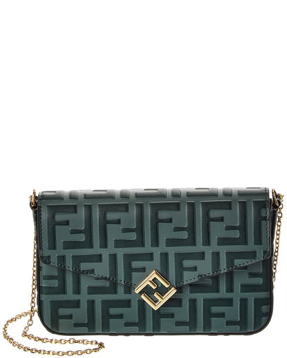 Fendi Ff Diamonds Leather Wallet On Chain Rovelle Bags