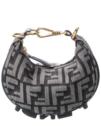 Fendi Fendigraphy Nano Ff Denim & Leather Bag Charm Rovelle Bags