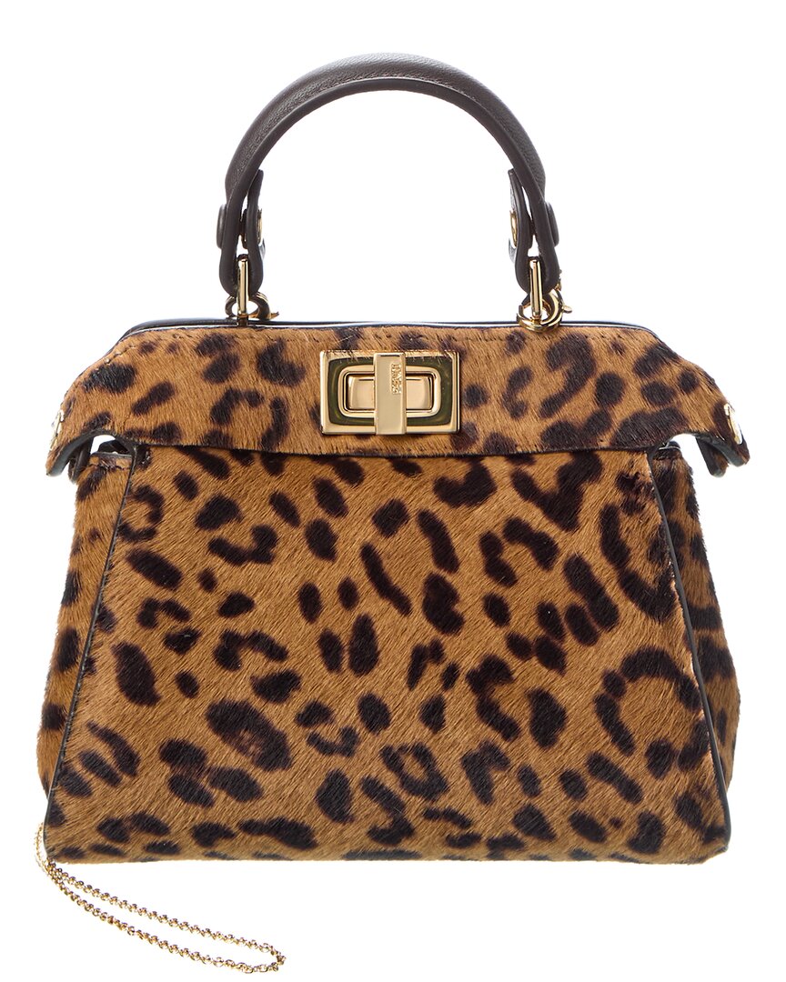 Fendi Nano Peekaboo Haircalf & Leather Clutch Rovelle Bags