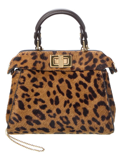 Fendi Nano Peekaboo Haircalf & Leather Clutch Rovelle Bags