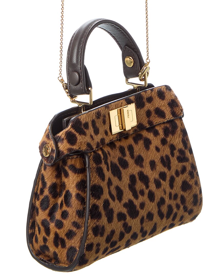 Fendi Nano Peekaboo Haircalf & Leather Clutch Rovelle Bags